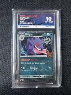 Pokemon Gengar Card Trick or Trade Holo PAF057/091 ACE 10 Graded - Image 1