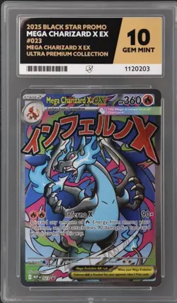 Pokemon TCG 2025 Black Star Promo Mega Charizard X EX 023 Foil Ace 10 - Image 1