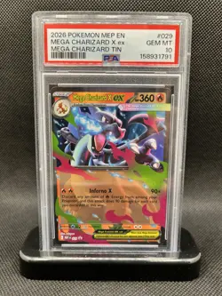 2026 POKEMON MEP EN-ME BLACK STAR PROMO #029 MEGA CHARIZARD X EX PSA 10 - Image 1