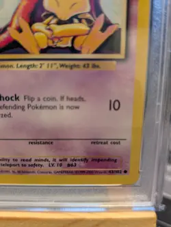 1999-2000 Pokemon Base Set Abra 43/102 "4th Print" WOTC PSA 10 Low Pop - RARE - Image 2