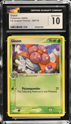 CGC 10 GEM MINT Gloom ex Unseen Forces Pokemon Card 58/115 - Image 1