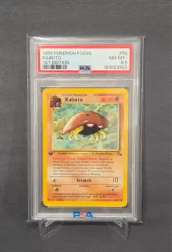 1999 Pokemon Kabuto Fossil 1st Edition Card 50/62 PSA 8.5 RARE Grade POP 9 - Image 1