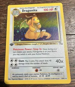Pokemon TCG Dragonite Fossil 4/62 Holo 1st Edition Holo Rare - Image 1