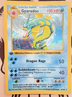 Pokemon Gyarados 6/102 Base Set 1st Edition Holo Rare WOTC Vintage 1999 MP - Image 1