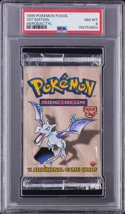 Pokemon 1999 Aerodactyl 1st Edition Booster Pack Fossil PSA 8 - English WOTC - Image 1