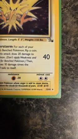 Pokemon TCG Zapdos Fossil 15 Holo 1st Edition Holo Rare✨ LP - Image 4