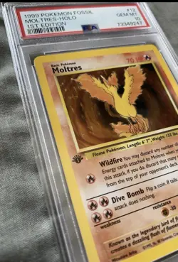 Pokemon PSA 10 Moltres Holo Card Fossil 1st Edition Rare #12/62 - Image 3