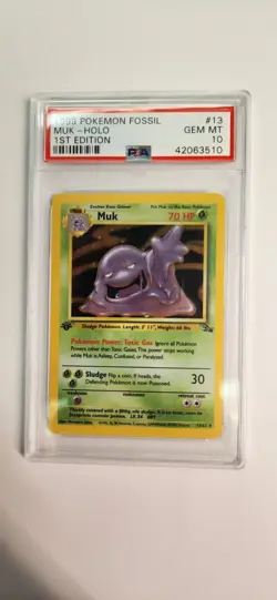 MUK-HOLO #13 1999 POKEMON FOSSIL 1ST EDITION PSA 10 - Image 1