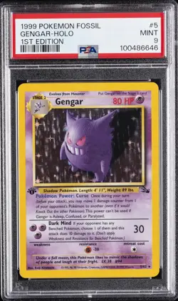 1999 POKEMON FOSSIL 1ST EDITION #5 GENGAR-HOLO PSA 9 - Image 1