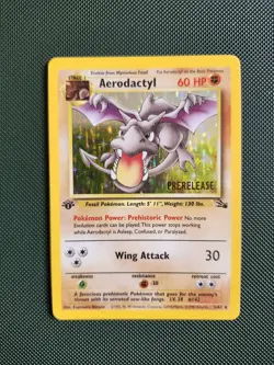 1st Edition Prerelease Aerodactyl 1/62 Fossil Pokemon Card Holo Foil Rare LP/MP - Image 1