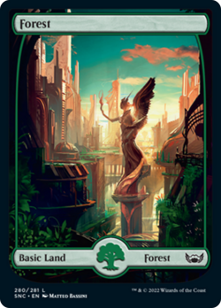 Forest (280) FOIL Streets of New Capenna PLD Basic Land MAGIC MTG CARD ABUGames - Image 1