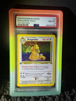 1999 Pokemon Fossil 1st Edition Dragonite Holo 4/62 PSA 8 NM-MT Vintage WOTC - Image 1