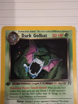 Pokemon TCG Team Rocket Dark Golbat 7/82 1st Edition Holo Rare 1999 50 HP - Image 2