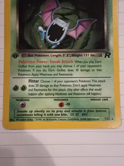 Pokemon TCG Team Rocket Dark Golbat 7/82 1st Edition Holo Rare 1999 50 HP - Image 3