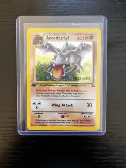 Pokemon TCG Aerodactyl Holo 1st Edition 01/62 Fossil Prerelease Card WOTC NM-LP - Image 1
