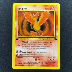 Moltres 27/62 Rare Fossil Pokemon 1st Edition LP - Image 1