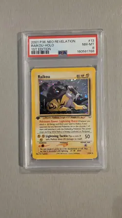 2001 POKEMON NEO REVELATION 1ST EDITION RAIKOU #13 HOLO PSA 8 13/64 - Image 1