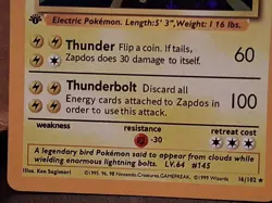 Pokemon TCG 1st Edition Zapdos 16/102 Base Set Shadowless Holo 1999 - Image 3
