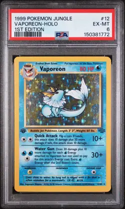 1999 Pokemon Jungle Vaporeon Holo #12 1st Edition PSA 6 WOTC Vintage - Image 1