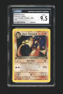 Dark Charizard Holo 4 4/82 - Team Rocket 1st Edition - CGC 9.5 Pokemon Swirl - Image 1