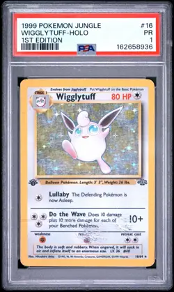 1999 POKEMON JUNGLE 1ST EDITION #16 WIGGLYTUFF-HOLO PSA 1 POP 11! - Image 1