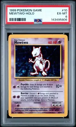 1999 POKEMON GAME #10 MEWTWO-HOLO PSA 6 - Image 1