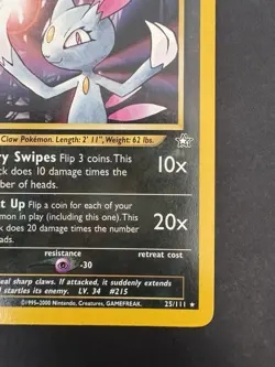 Pokemon TCG Sneasel Neo Genesis Card 25/111 Unlimited Rare Vintage WotC - Image 4