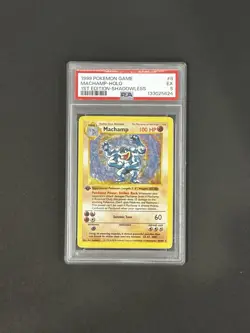 1999 Pokemon Game 1st Edition Shadowless #8 Machamp Holo PSA 5 - Image 1