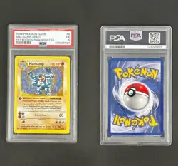 1999 Pokemon Game 1st Edition Shadowless #8 Machamp Holo PSA 5 - Image 4