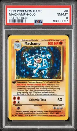 1999 POKEMON GAME #8 MACHAMP-HOLO 1ST EDITION PSA 8 - Image 1