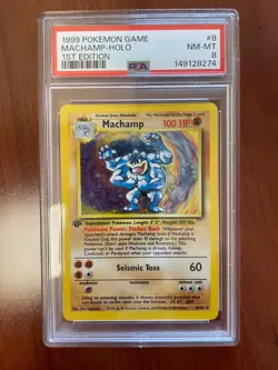 1999 POKEMON GAME #8 MACHAMP-HOLO 1ST EDITION PSA 8 - Image 1
