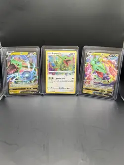 Pokemon Rayquaza Lot 3 Cards Amazing Rare 138/185 V 100/159 SWSH147 Promo NM - Image 1