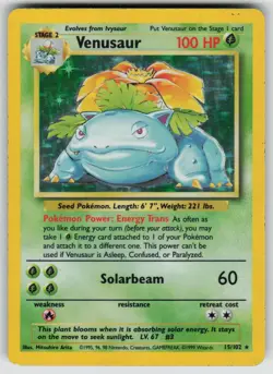 Venusaur 15/102 Holo Rare Base Set Unlimited Pokemon Heavily Played - Image 1