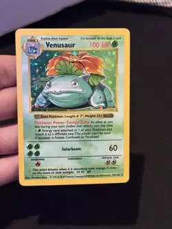 Venusaur - 15/102 - Pokemon Base Set Shadowless Holo Rare Card LP+ 1999 - Image 1