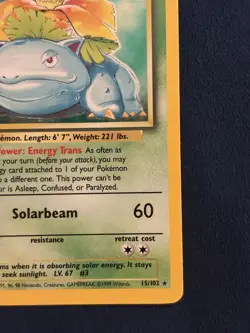 Pokemon TCG Venusaur 15/102 Base Set 1999 Holo Rare English Unlimited WotC LP/NM - Image 5