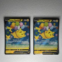 Pokemon TCG Flying Pikachu V Celebrations 2x Card Lot 006/025 English - Image 3
