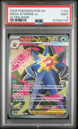 PSA 9 - Mega Starmie ex 102/088 Full Art Ultra Rare Pokemon Perfect Order POR EN - Image 1