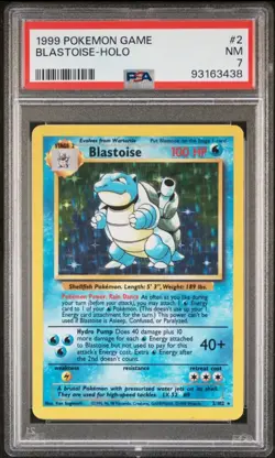 Blastoise 2/102 Holo Rare Base Set Unlimited Pokemon TCG PSA 7 WOTC - Image 1