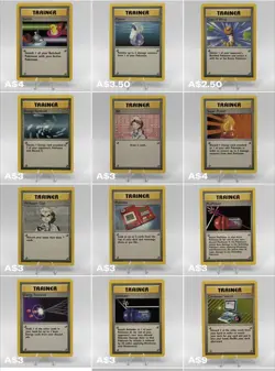 Vintage Pokemon Lot - 12x Pokemon Base Set Trainer Cards M-LP-MP Great Condition - Image 1