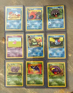 9x 1st Edition Fossil Set Lot WOTC Vintage Pokemon TCG Krabby Weezing Zubat+ - Image 1