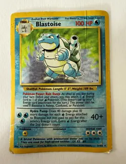 Pokemon TCG Blastoise 2/102 Base Set Holo Rare 1999 - Damaged - Image 1