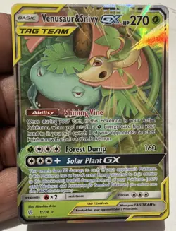 Pokemon TCG - Venusaur & Snivy GX 1/236 Ultra Rare Holo SM - Cosmic Eclipse NM - Image 1