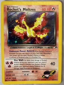 2000 POKEMON TCG ROCKET'S MOLTRES HOLO GYM HEROES UNLIMITED 12/132 - Image 1