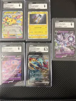 CGC Graded Japanese Holo Pokemon Card Lot 5: Pikachu/Mew/Mewtwo/Raikou - Image 1