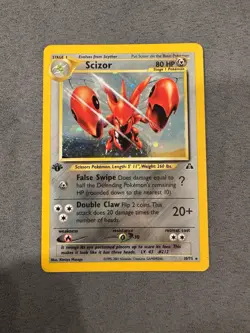 Pokemon TCG Scizor Neo Discovery 1st Edition Holo Card 10/75 LP - Image 1