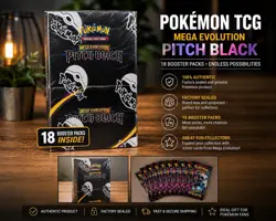 Pokemon TCG Mega Evolution: Pitch Black | Factory Sealed | 18 Booster Packs - Image 1