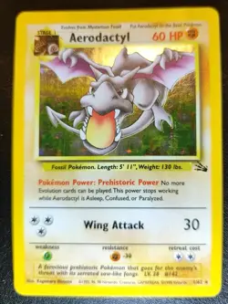 Aerodactyl 1/62 Fossil 1999 Holo Card WOTC Pokemon Fossil Set Vintage LP Card - Image 1