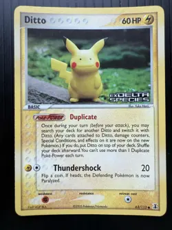 Pokemon EX Delta Species Reverse Holo Stamped Ditto Pikachu 63/113 (LP) - Image 1