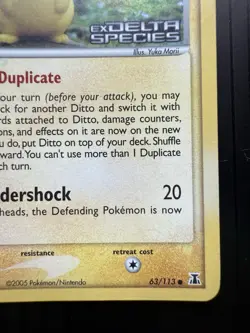 Pokemon EX Delta Species Reverse Holo Stamped Ditto Pikachu 63/113 (LP) - Image 5