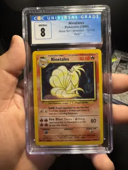 1999 Ninetails Holo Rare Base Set Unlimited 12/102 Pokemon TCG CGC 8 NM/Mint - Image 2